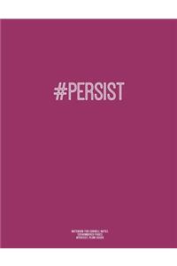 Notebook for Cornell Notes, 120 Numbered Pages, #PERSIST, Plum Cover