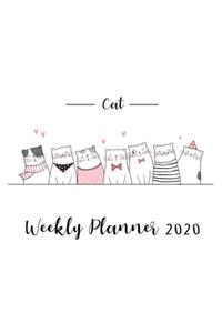 Cat Weekly Planner 2020: Kawaii cat stuff monthly weekly planner with 12 months Jan 2020 - Dec 2020 for Schedule Organizer, To Do List, Academic Schedule, Appointment Calend