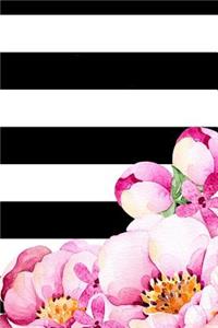 2019 Weekly Planner Black White Stripes Watercolor Floral Corner 134 Pages