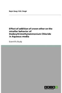 Effect of addition of crown ether on the micellar behavior of Dodecyltrimethylammonium Chloride in Aqueous media