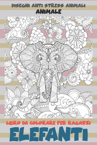Libro da colorare per ragazzi - Disegni Anti stress Animali - Animale - Elefanti