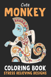 Cute Monkey Coloring Book Stress Relieving Design