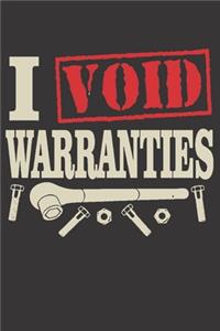 Notebook for car auto mechanic tuner and racer void warranties