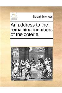 An address to the remaining members of the coterie.