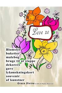 Blomster buketter malebog bruge til at slappe dekorere gave lykønskningskort souvenir af kunstner Grace Divine