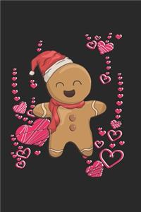 Christmas Gingerbread Man Hearts Notebook