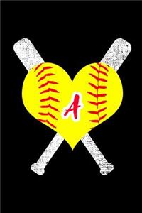 A Monogram Initial Softball Journal