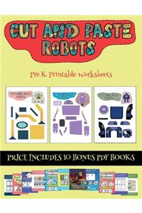 Pre K Printable Worksheets (Cut and paste - Robots)