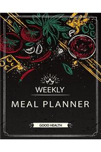 Weekly Meal Planner: Food Planner & Grocery List Menu Food Planners Prep Book Eat Records Journal Diary Notebook Log Book Size 8x10 Inches 104 Pages