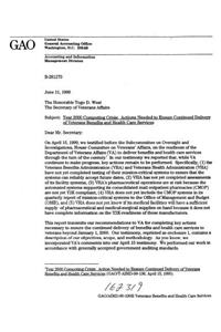 Year 2000 Computing Crisis: Actions Needed to Ensure Continued Delivery of Veterans Benefits and Health Care Services