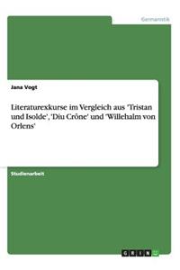 Literaturexkurse im Vergleich aus 'Tristan und Isolde', 'Diu Crône' und 'Willehalm von Orlens'