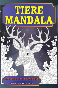 Malbücher für Erwachsene - Blumen Easy Level - Tiere Mandala