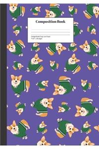 Composition Book College-Ruled Corgi Love Purple