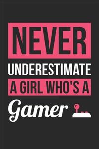 Never Underestimate A Girl Who's A Gamer - Gaming Training Journal - Gaming Notebook - Gaming Diary - Gift for Gamer