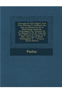 Chirurgie de Paul D'Egine