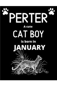 PERTER a cute cat boy is born in January: Draw & write journal for boys with 100+ Pages of 8.5"x 11" Blank Paper for Drawing, Writing, Doodling or Learning to Draw