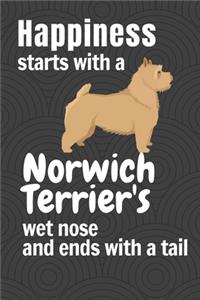 Happiness starts with a Norwich Terrier's wet nose and ends with a tail