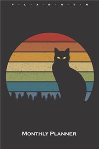 Colourful background cat shadow Monthly Planner