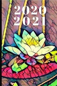 Stain Glass White Water Lily Flower 25 Month Weekly Planner Dated Calendar Gift Notebook for Women: 2 years plus December To-Do Lists, Tasks, Notes or Appointments. Purse Size at-A-Glance Schedule Notebook