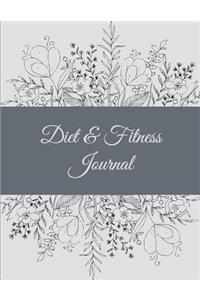 Diet & Fitness Journal: Floral Design, 2019 Weekly Meal and Workout Planner and Grocery List 8.5