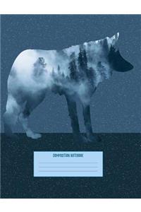 Wolf Silhouette Forest Composition Notebook