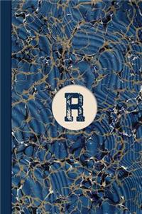 Monogram R Marble Notebook (Blue Ginger Edition): Blank Lined Marble Journal for Names Starting with Initial Letter R