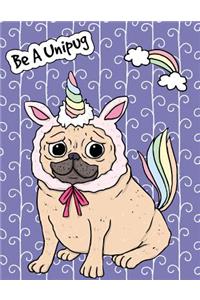 Big Fat Bullet Journal Notebook for Dog Lovers Unicorn Pug - Purple