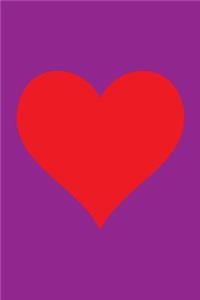 100 Page Blank Notebook - Red Heart on Purple