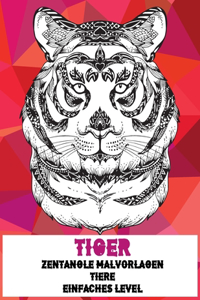 Zentangle Malvorlagen - Einfaches Level - Tiere - Tiger