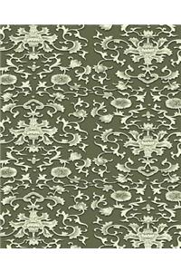 Moss Green Asian Damask School Composition Book