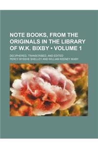 Note Books, from the Originals in the Library of W.K. Bixby (Volume 1); Deciphered, Transcribed, and Edited
