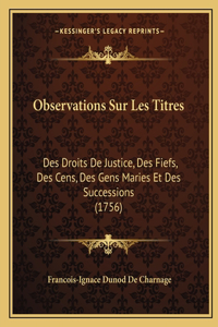 Observations Sur Les Titres