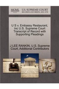 U S V. Embassy Restaurant, Inc U.S. Supreme Court Transcript of Record with Supporting Pleadings