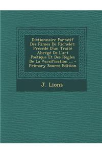 Dictionnaire Portatif Des Rimes de Richelet