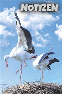 Notizbuch Storch Vogel Ornithologe Ornithologie, liniert, 120 Seiten