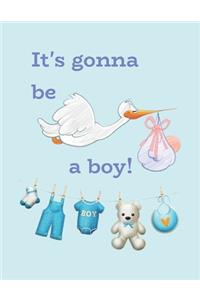 Cute Stork It's Gonna Be A Boy Journal, 120 Page Blank Lined Notebook For Expecting Mothers