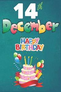 14th December Happy Birthday Notebook Journal