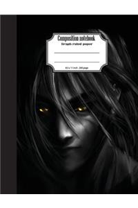 Composition notebook graph ruled paper 4x4 grid per inch,200 pages, 8.5 x 11 inch, Black Anime Boys