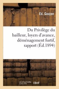 Du Privilège Du Bailleur, Loyers d'Avance, Déménagement Furtif, Rapport