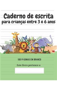Caderno de escrita para crianças entre 3 e 6 anos
