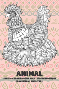 Livres à colorier pour adultes psychédélique - Conceptions anti-stress - Animal