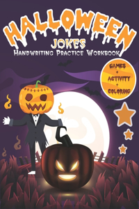 Halloween Jokes Handwriting Practice Workbook: word search for kids ages 6-8 improve vocabulary, fun and creative kids workbook fol learning, Practice for Kids with Pen Control, Line Tracing, Let