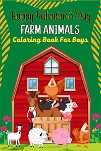 Happy Valentine's Day FARM ANIMALS Coloring Book For Boys