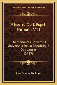 Histoire De L'Esprit Humain V11