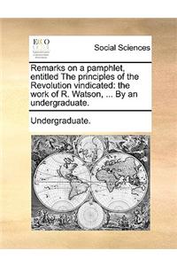 Remarks on a Pamphlet, Entitled the Principles of the Revolution Vindicated