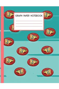 Graph Paper Notebook Quad Ruled 5 squares per inch 8.5X11, Large - Cute Pizza In Sunny Beach Print