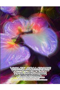 VIOLET OPALESQUE Surrealism Rainbow Flower Art Prints + Divine Thoughts & Quotes on The Divide Between Parents & Children which is due to Technology by Intuitive Psychic Artist Grace Divine