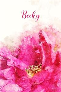 Becky: Pink Floral Personalized Name Journal for Women 6x9