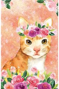 Bullet Journal for Cat Lovers Orange Cat in Flowers