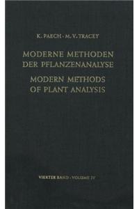 Modern Methods of Plant Analysis / Moderne Methoden der Pflanzenanalyse